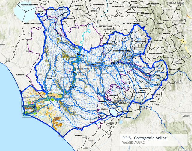 P.S.5: la cartografia del Piano per il tratto metropolitano del Tevere è online sul WebGIS AUBAC mappa